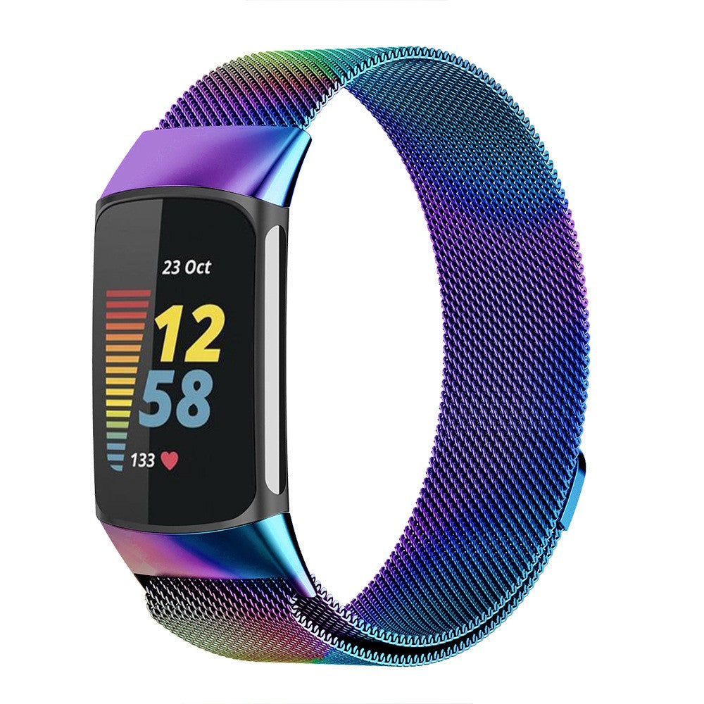 For Fitbit Charge 5 Stainless Steel Band Magnet Strap Replacement - Colorful - S