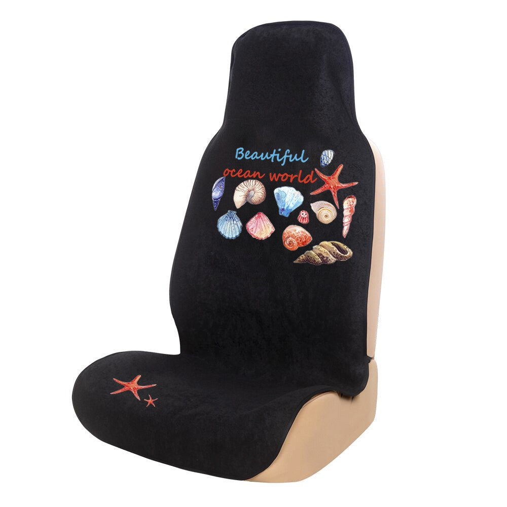 1Pc Car Front Seat Cover Sports Sweat Towel Car Seat Protector Mat - Seashells