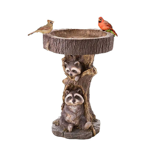Animal Figurine Bird Feeder Garden Resin Sculptures Statues Decor - Raccoon