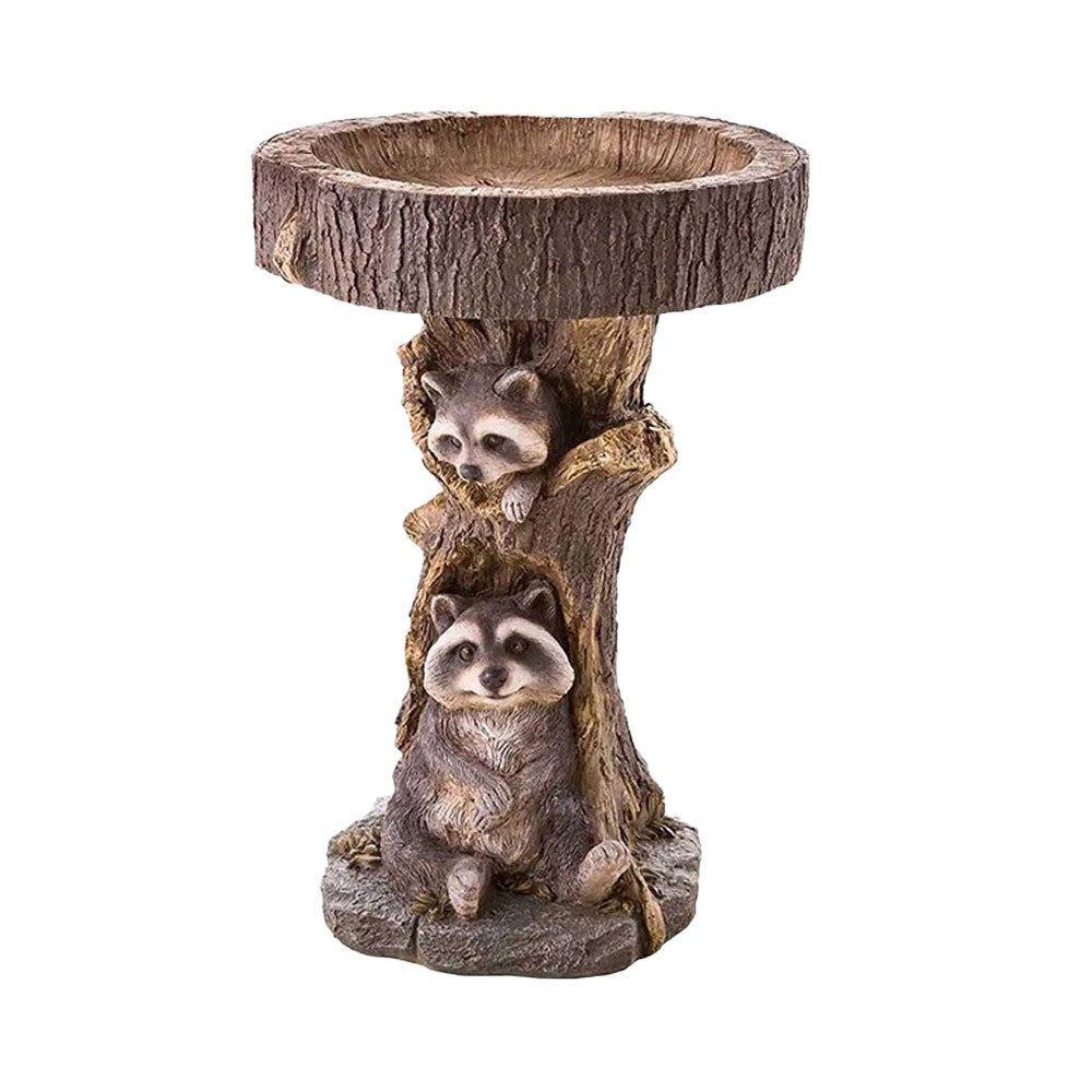 Animal Figurine Bird Feeder Garden Resin Sculptures Statues Decor - Raccoon