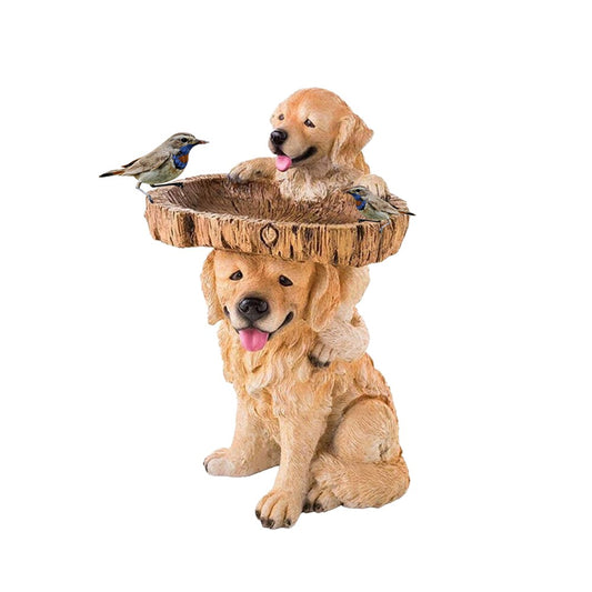 Animal Figurine Bird Feeder Garden Resin Sculptures Statues Decor - Puppy