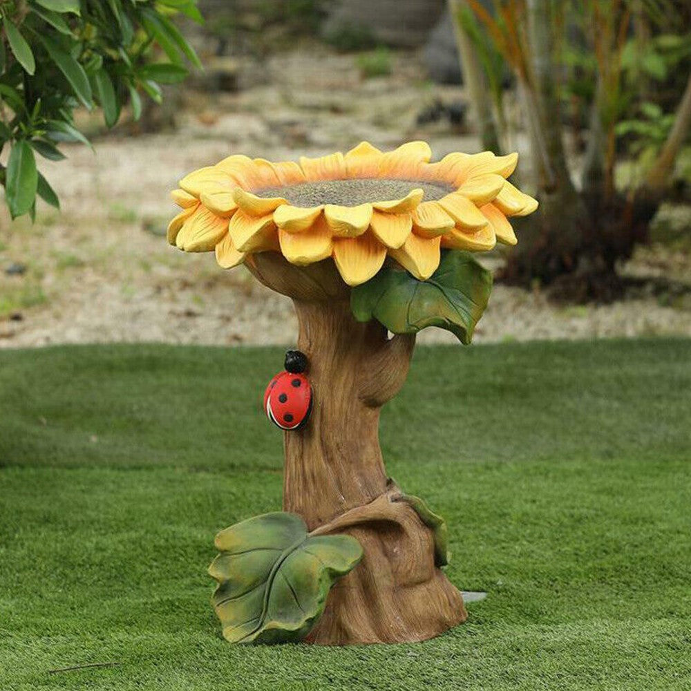 Animal Figurine Bird Feeder Garden Resin Sculptures Statues Decor - Sunflower