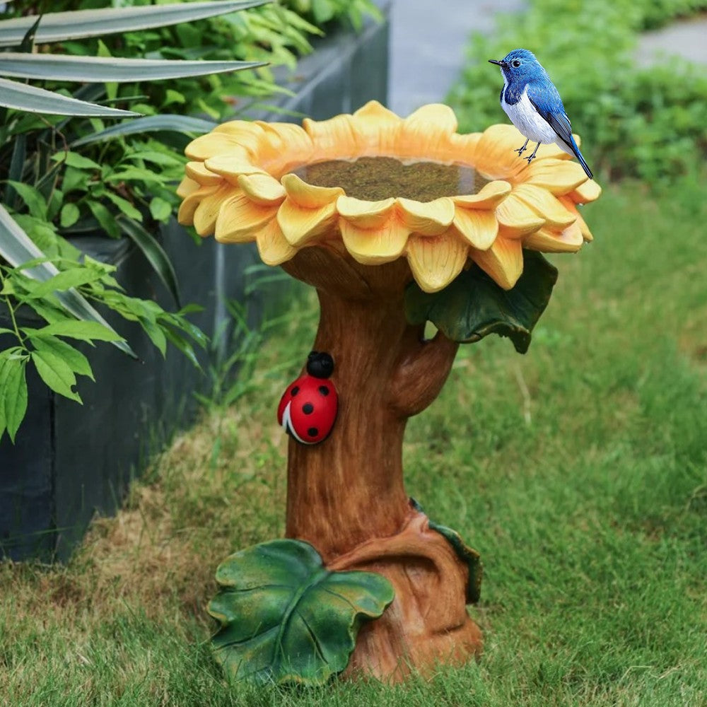 Animal Figurine Bird Feeder Garden Resin Sculptures Statues Decor - Sunflower