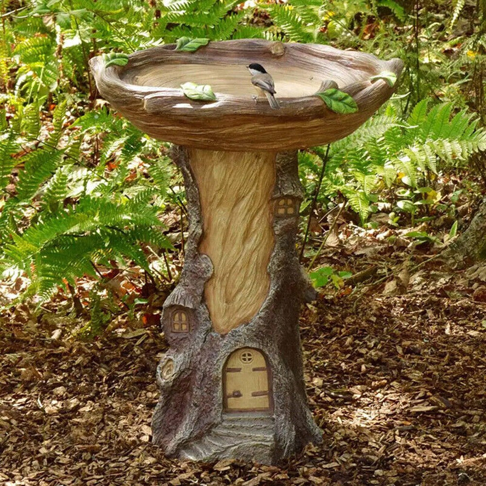Animal Figurine Bird Feeder Garden Resin Sculptures Statues Decor - Tree House