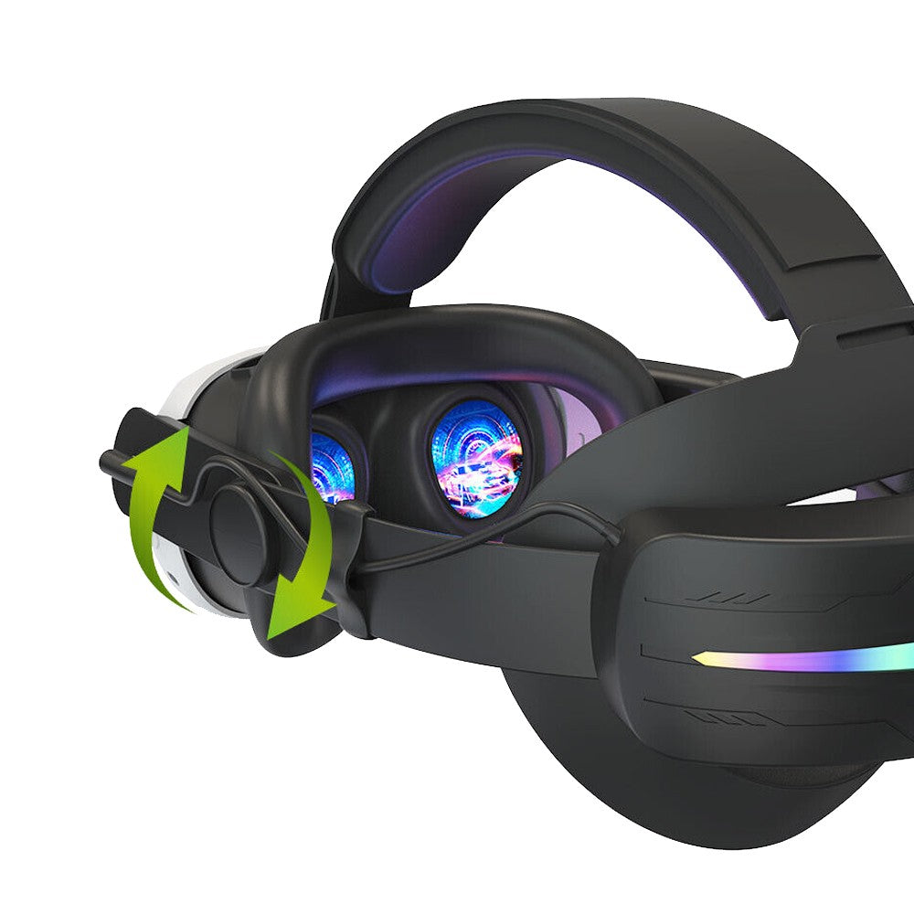 For Meta Quest 3 VR Headset Rechargeable Elite Head Strap with RGB Light - Black