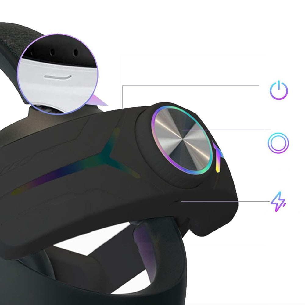 For Meta Quest 3 VR Headset Rechargeable Elite Head Strap with RGB Light - Black