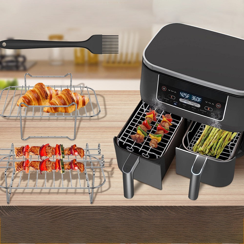 Air Fryer Rack Skewer Rack for Ninja DZ201 DZ401 Air Fryer Accessories - Set 2