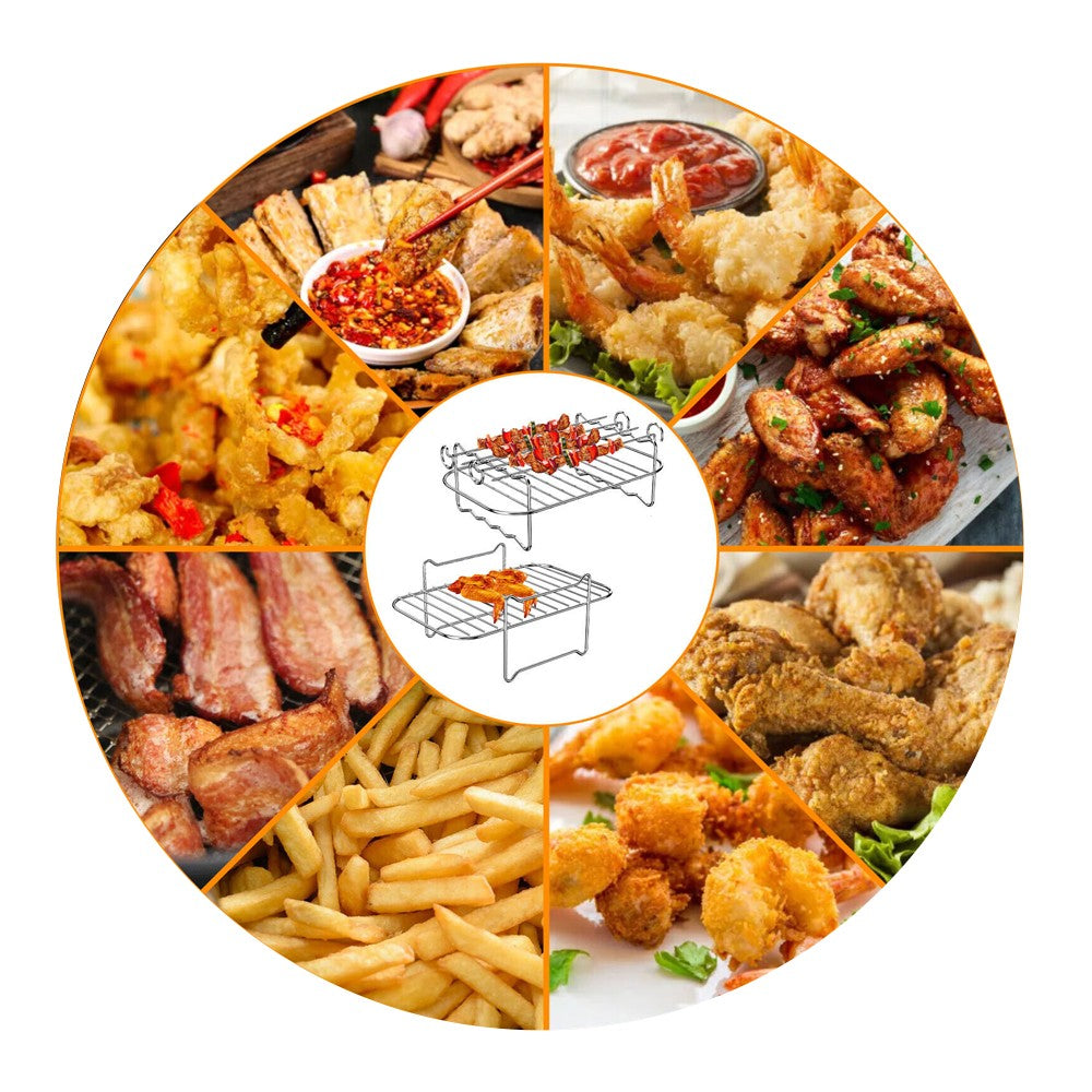 Air Fryer Rack Skewer Rack for Ninja DZ201 DZ401 Air Fryer Accessories - Set 2