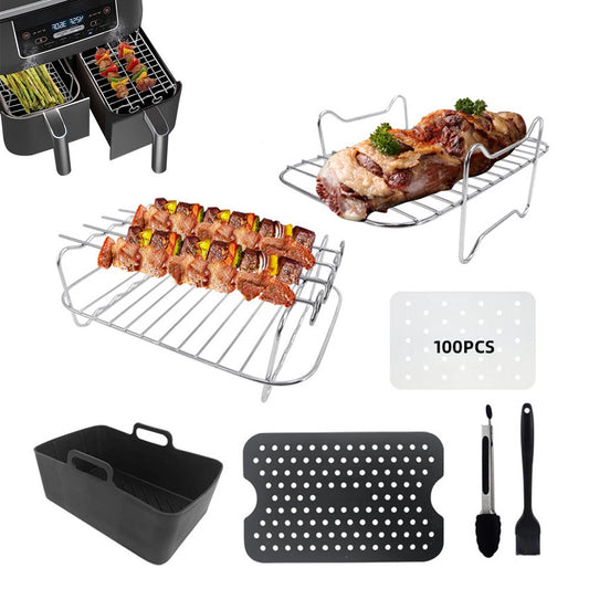 Air Fryer Rack Skewer Rack for Ninja DZ201 DZ401 Air Fryer Accessories - Set 2