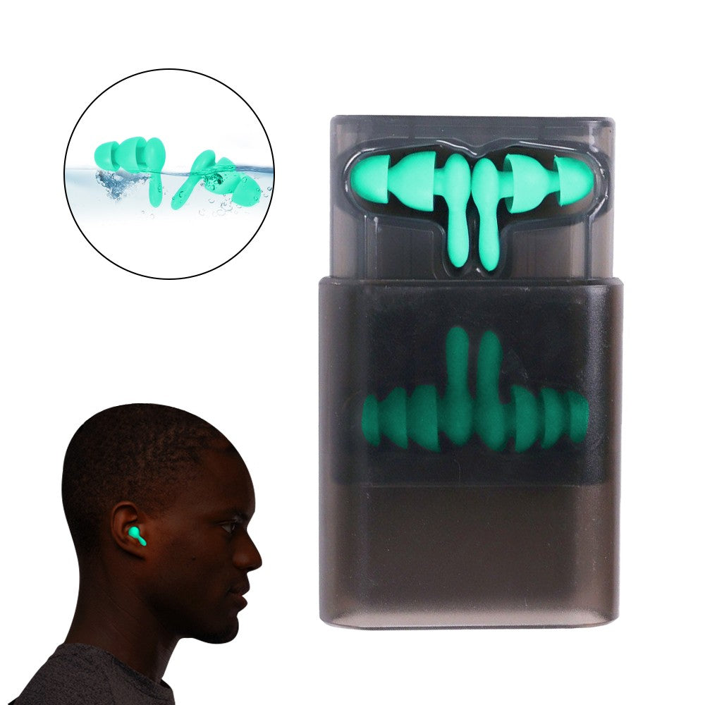 2 Pairs of Silicone Noise Reduction Earplug Hearing Protection Ear Plug - Green