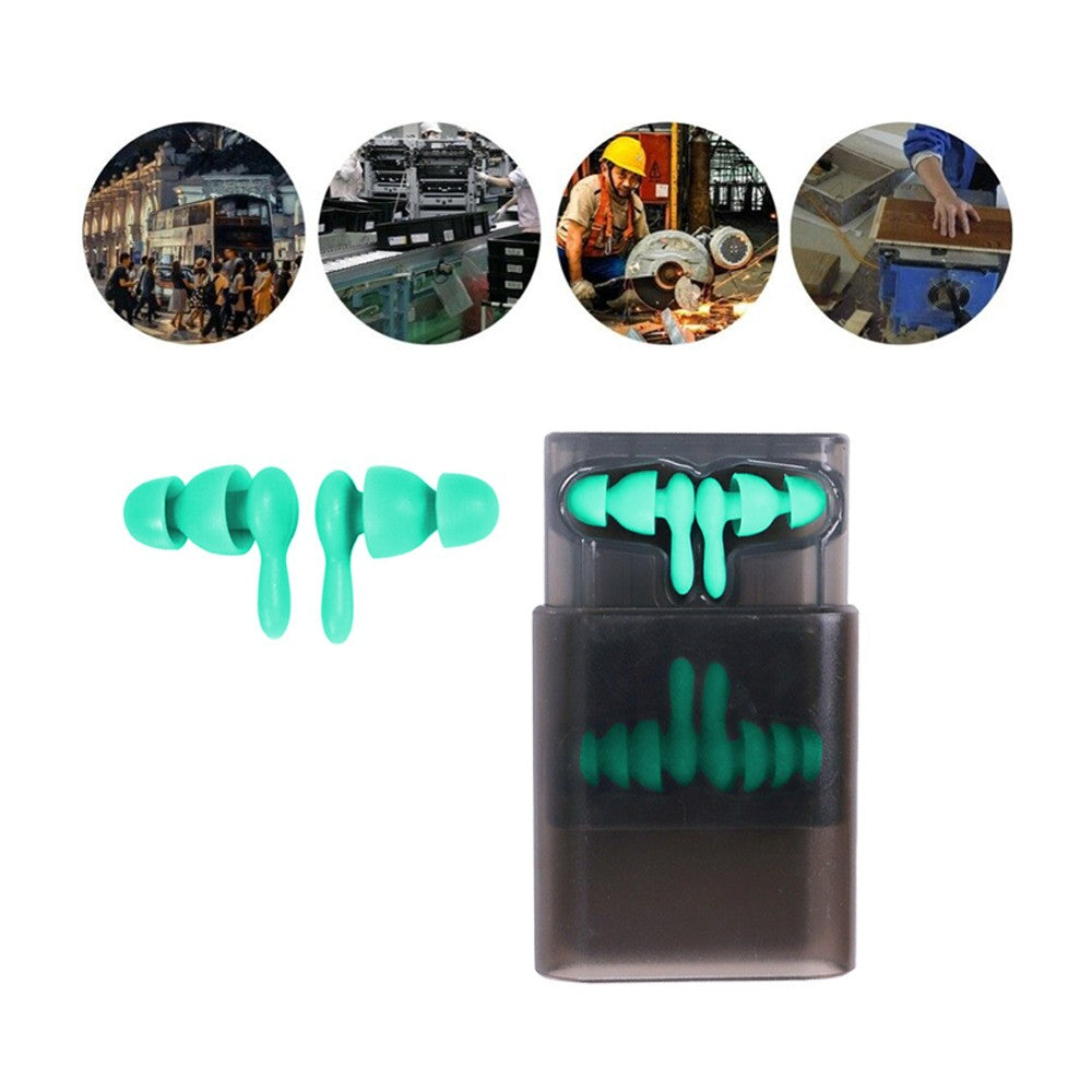 2 Pairs of Silicone Noise Reduction Earplug Hearing Protection Ear Plug - Green