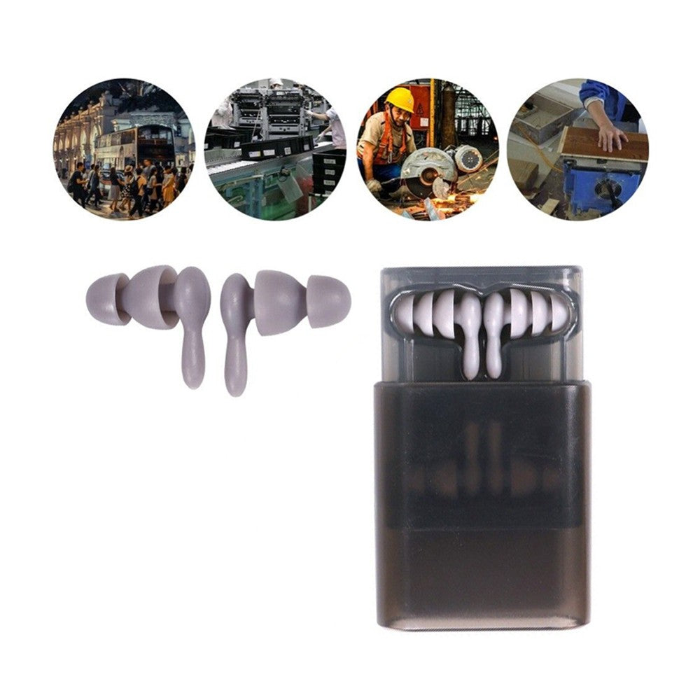 2 Pairs of Silicone Noise Reduction Earplug Hearing Protection Ear Plug - Grey