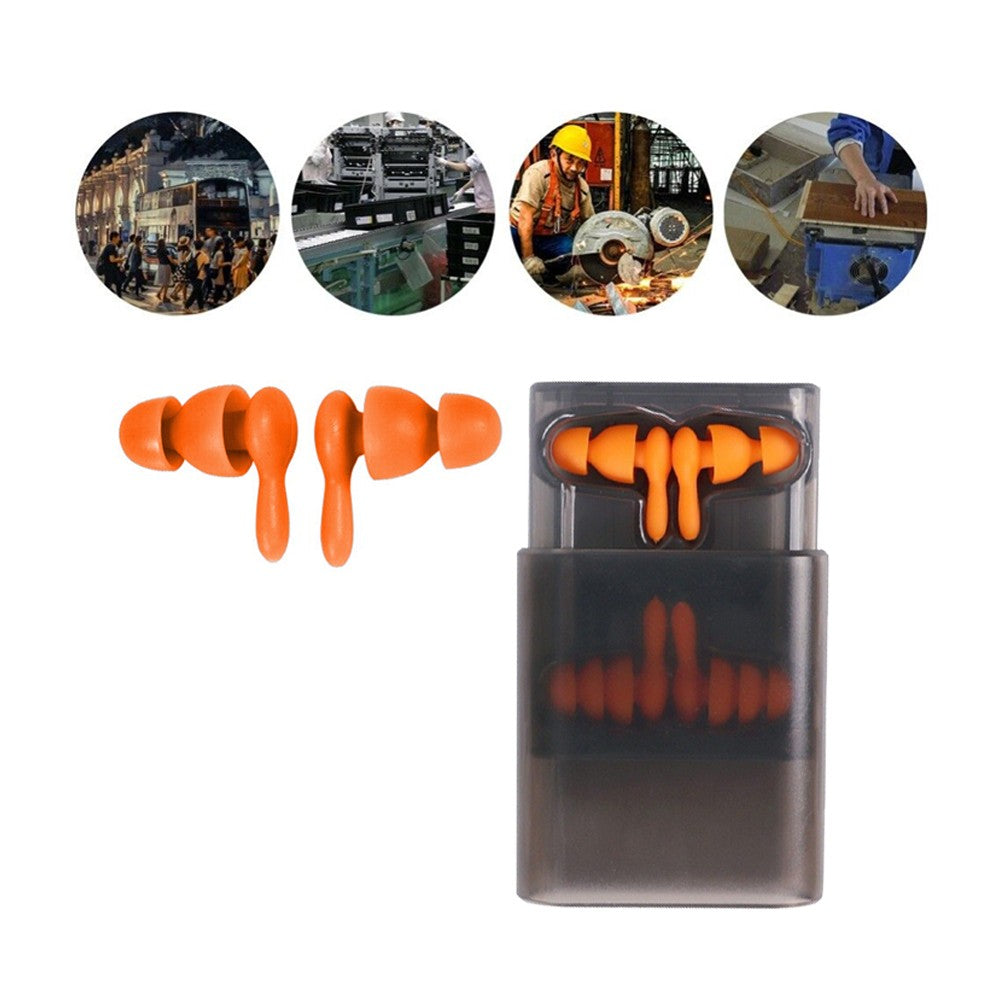 2 Pairs of Silicone Noise Reduction Earplug Hearing Protection Ear Plug - Orange