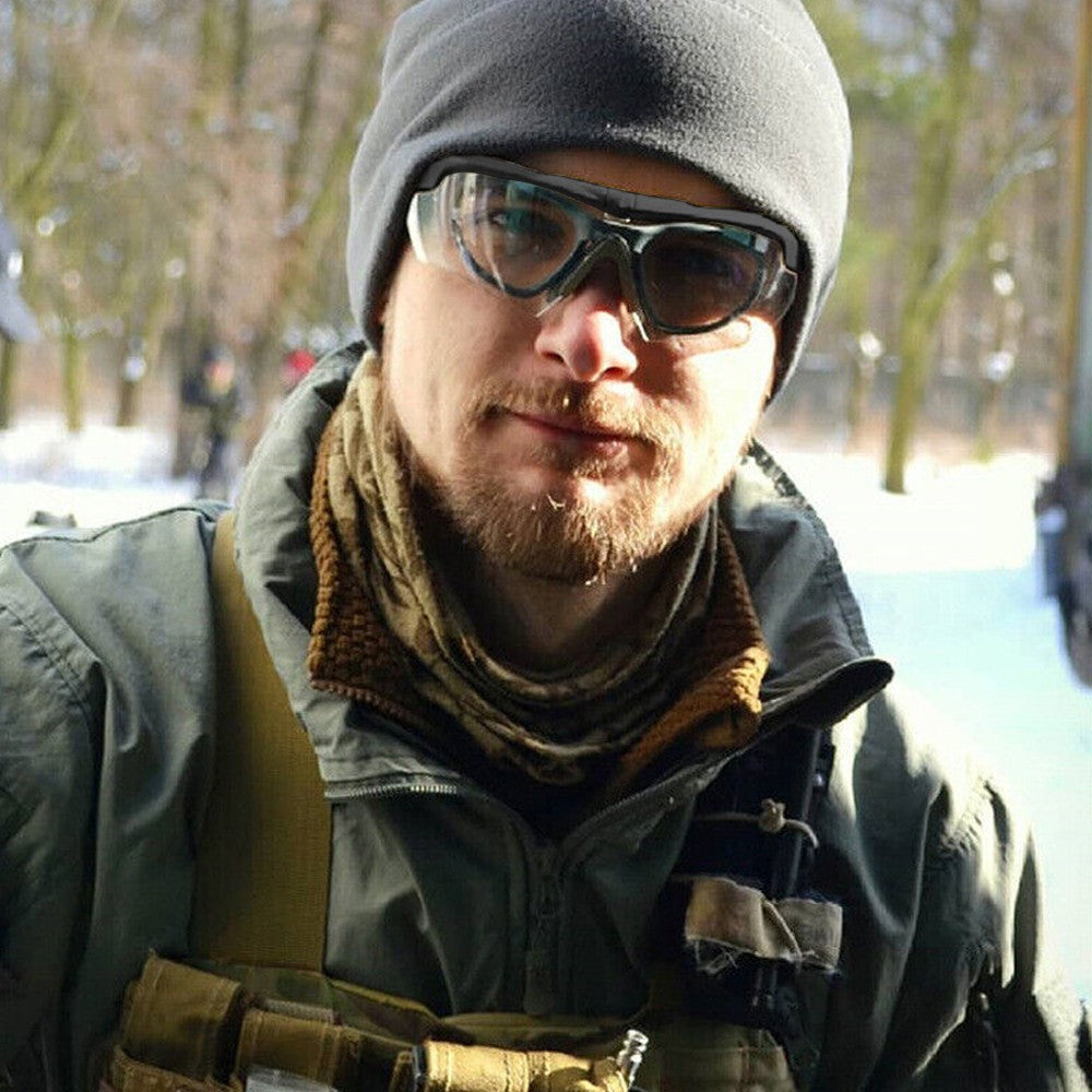 Tactical Shooting Safety Glasses Polarized Goggles with 3 Lenses - Black