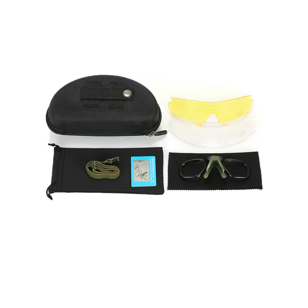 Tactical Shooting Safety Glasses Polarized Goggles with 3 Lenses - Army Green