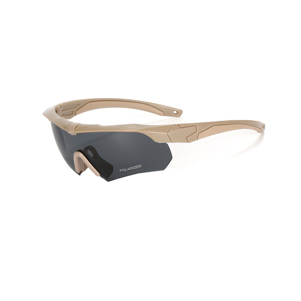 Tactical Shooting Safety Glasses Polarized Goggles with 3 Lenses - Khaki