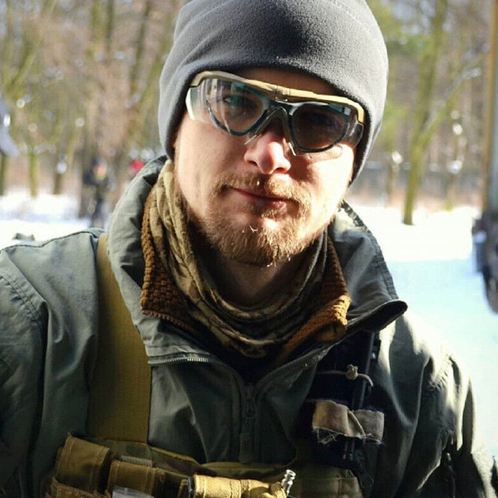 Tactical Shooting Safety Glasses Polarized Goggles with 3 Lenses - Khaki