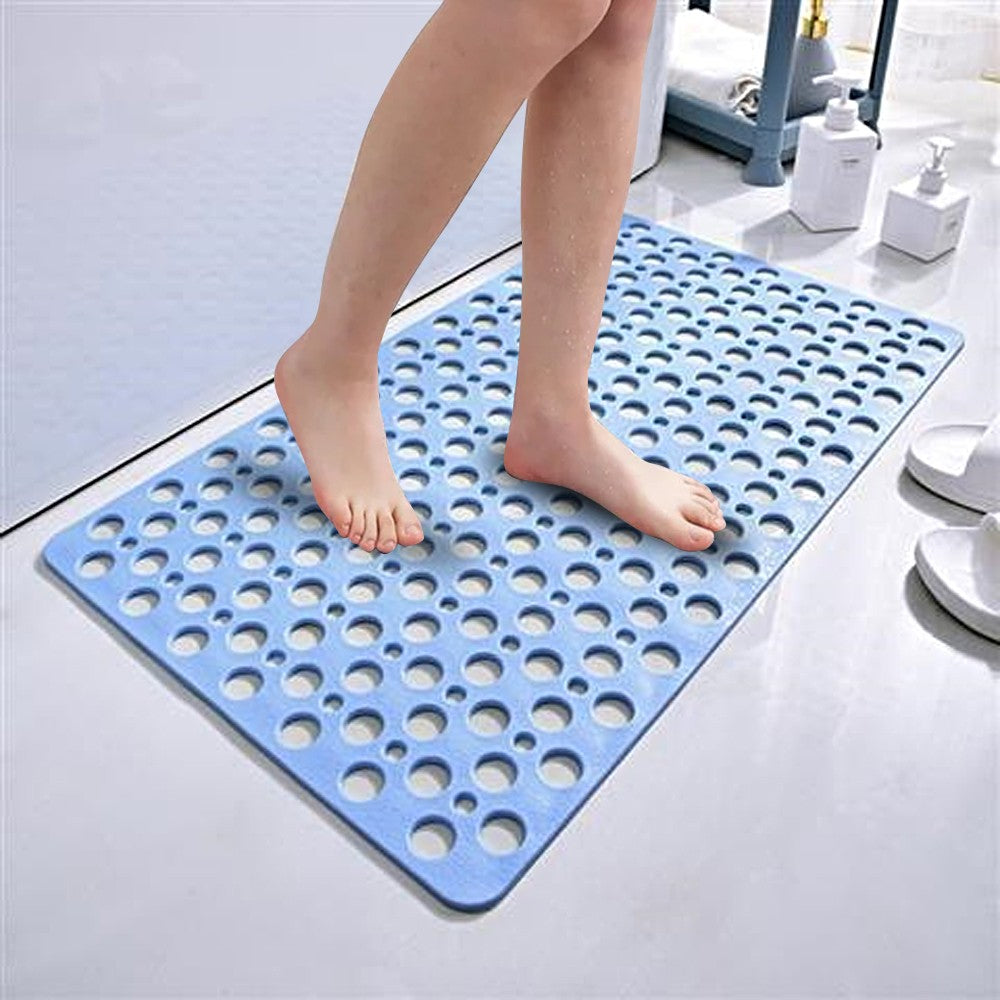 73x43cm Bathroom Shower Mat Anti-Slip TPE Floor Mat Bathtub Mat - Blue