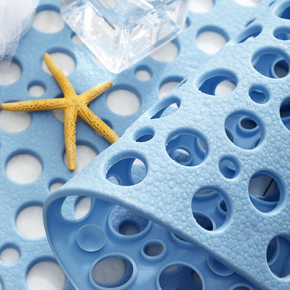 73x43cm Bathroom Shower Mat Anti-Slip TPE Floor Mat Bathtub Mat - Blue