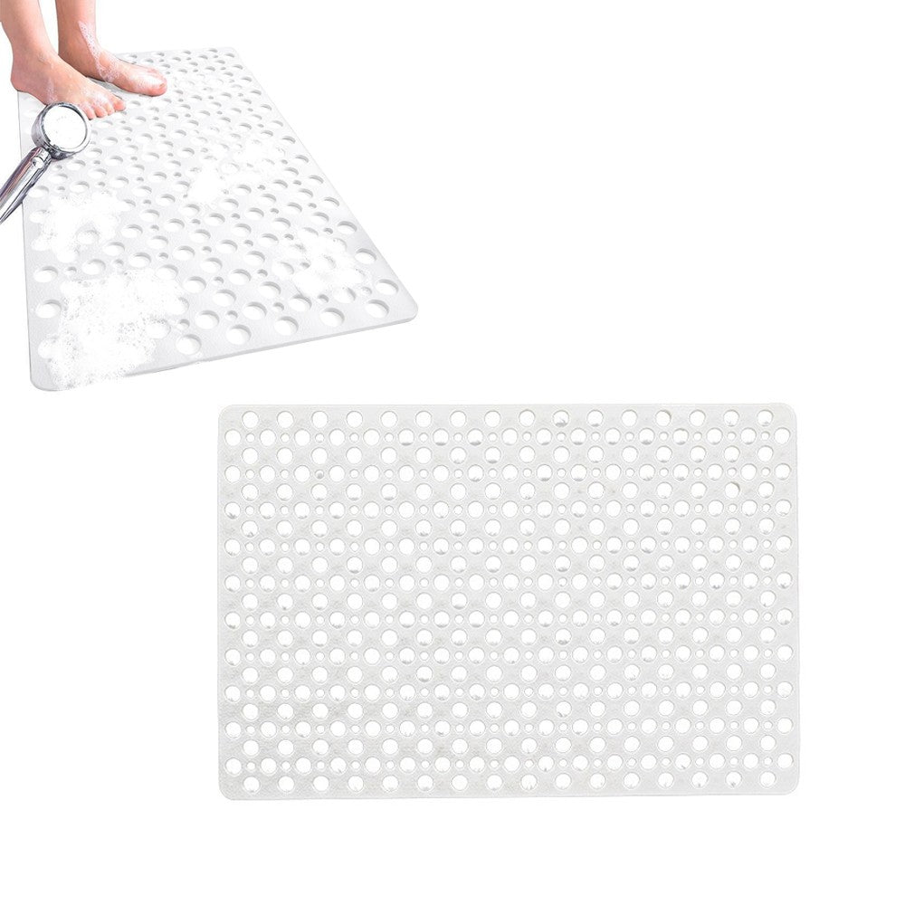 53x53cm Bathroom Shower Mat Anti-Slip TPE Floor Mat Bathtub Mat - White
