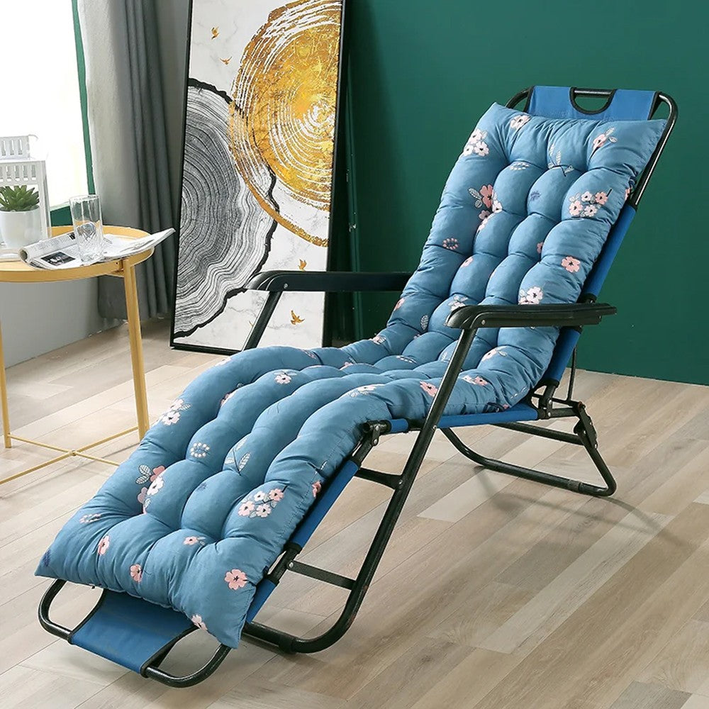 120x48x8cm Floral Printed Lounger Cushion Rocking Chair Seat Cushion - Blue