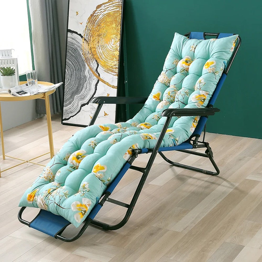 168x48x8cm Floral Printed Lounger Cushion Rocking Chair Seat Cushion - Green