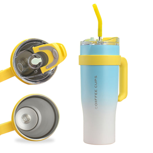 40oz Insulated Stainless Steel Tumbler with Handle and Straw - Blue