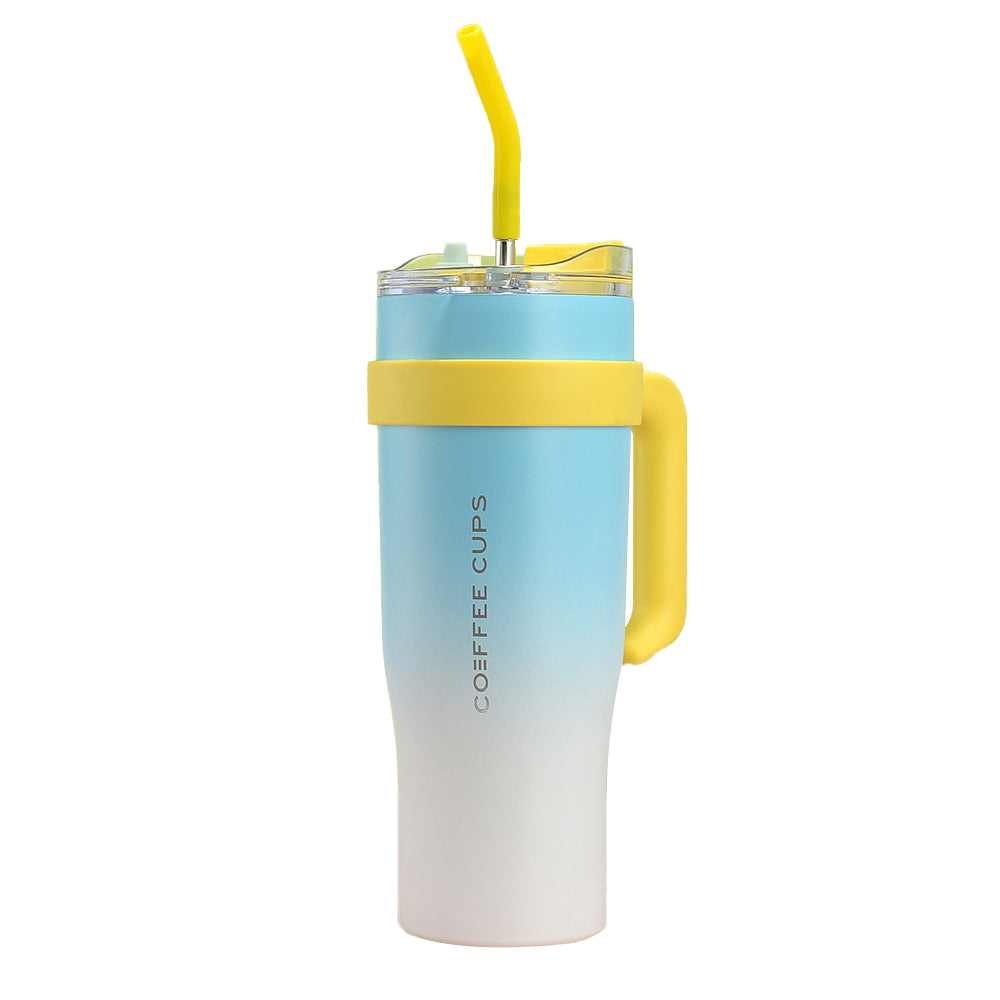 40oz Insulated Stainless Steel Tumbler with Handle and Straw - Blue
