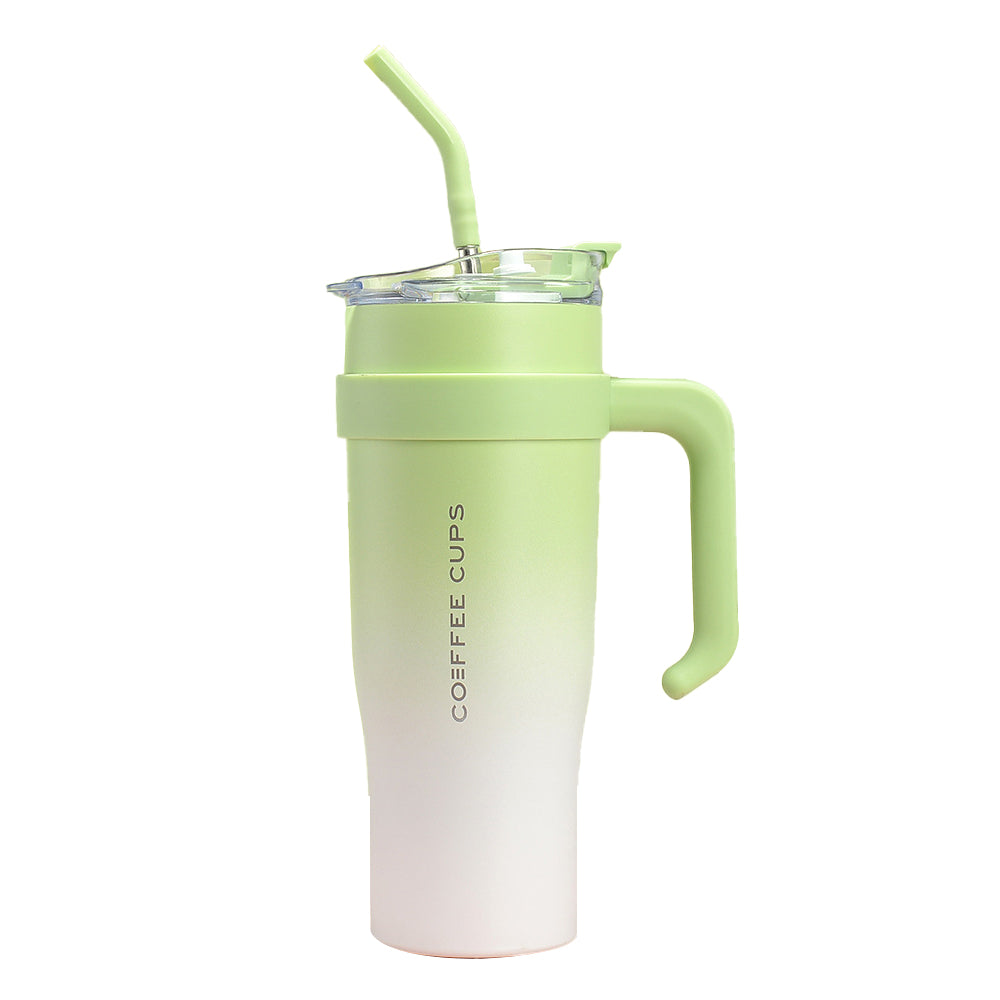 40oz Insulated Stainless Steel Tumbler with Handle and Straw - Green