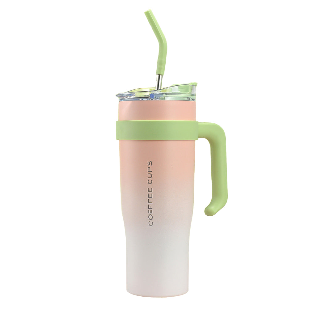 40oz Insulated Stainless Steel Tumbler with Handle and Straw - Pink