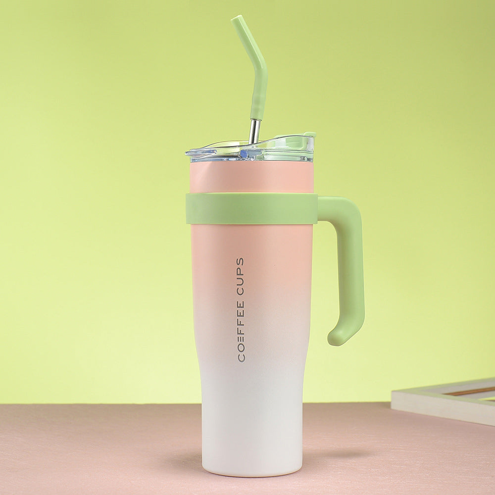 40oz Insulated Stainless Steel Tumbler with Handle and Straw - Pink