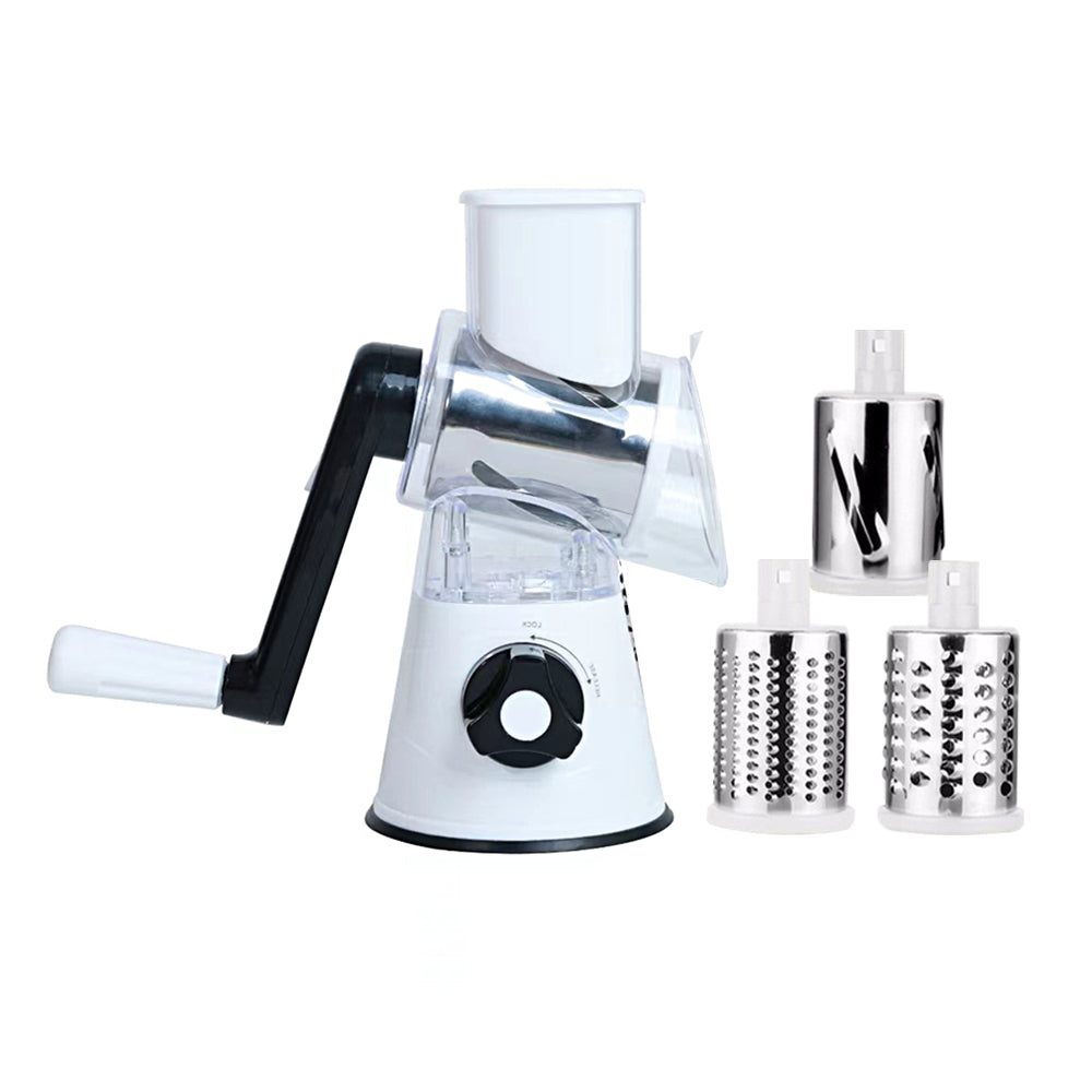 Kitchen Vegetable Food Manual Rotary Drum Grater Slicer Fruit Cutter - White