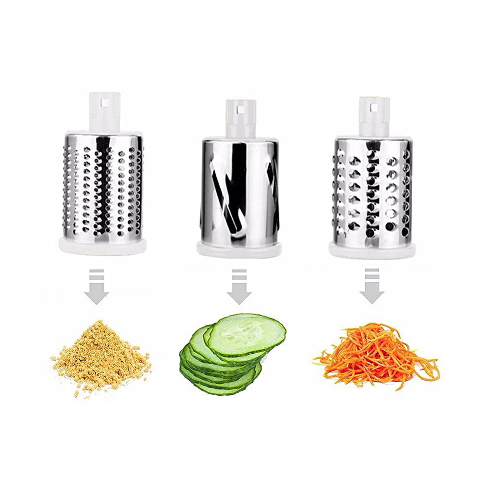 Kitchen Vegetable Food Manual Rotary Drum Grater Slicer Fruit Cutter - White