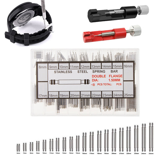 360Pcs 8-25mm Stainless Steel Watch Band Spring Bars Link Pin Repair Tool Kit