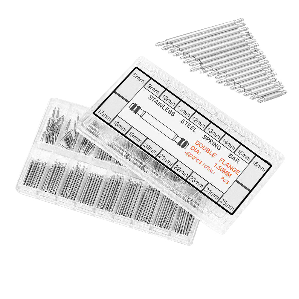 360Pcs 8-25mm Stainless Steel Watch Band Spring Bars Link Pin Repair Tool Kit