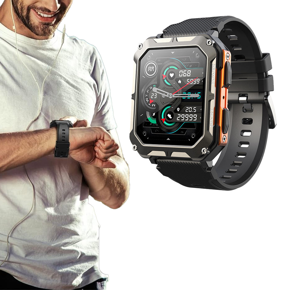 1.83 Inch Military Smart Bluetooth Watch Tactical Tracker Fitness Watch - Orange
