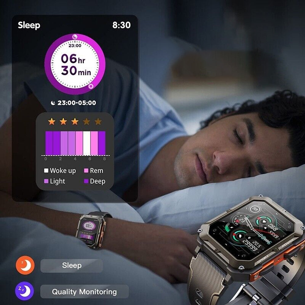 1.83 Inch Military Smart Bluetooth Watch Tactical Tracker Fitness Watch - Orange