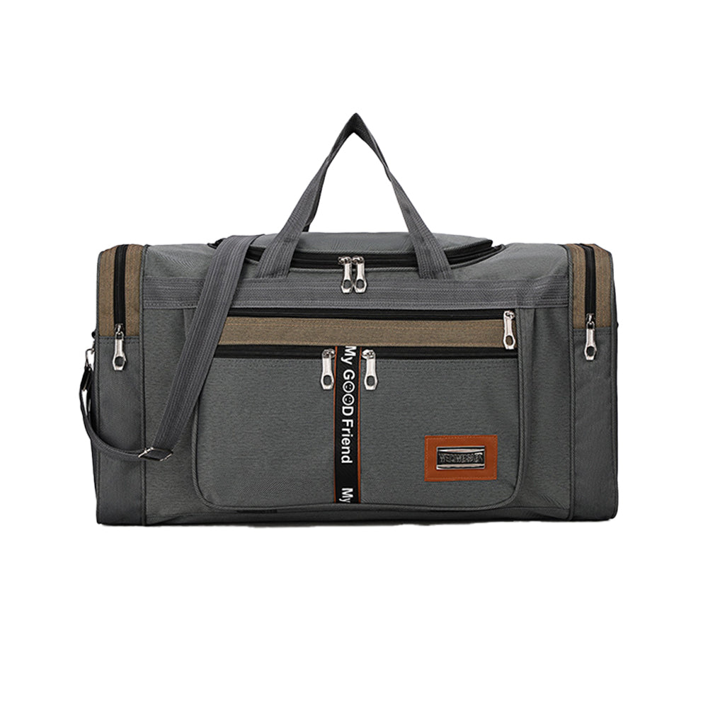 Sports Travel Duffel Bag Large Capacity Waterproof Shoes Compartment - Grey