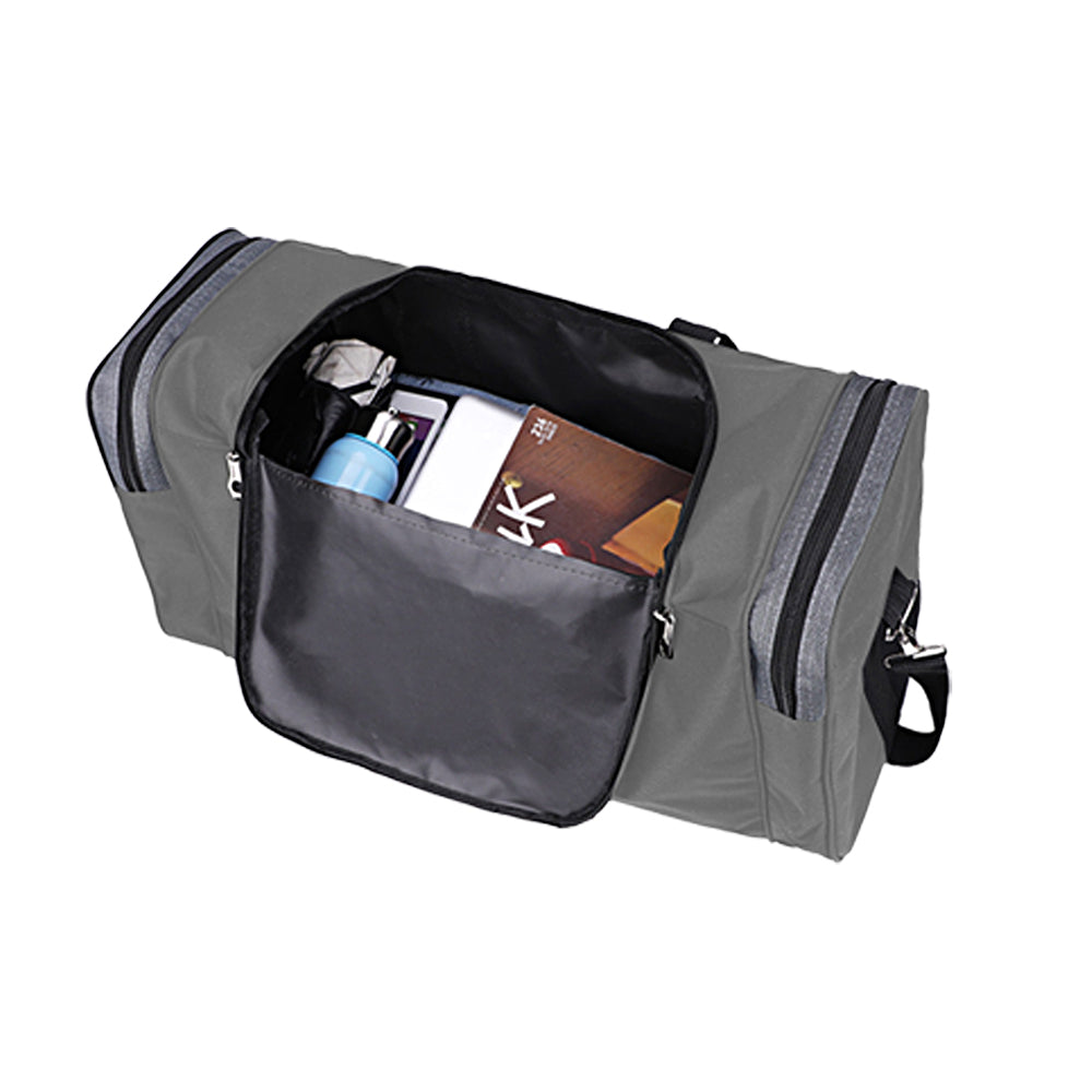 Sports Travel Duffel Bag Large Capacity Waterproof Shoes Compartment - Grey