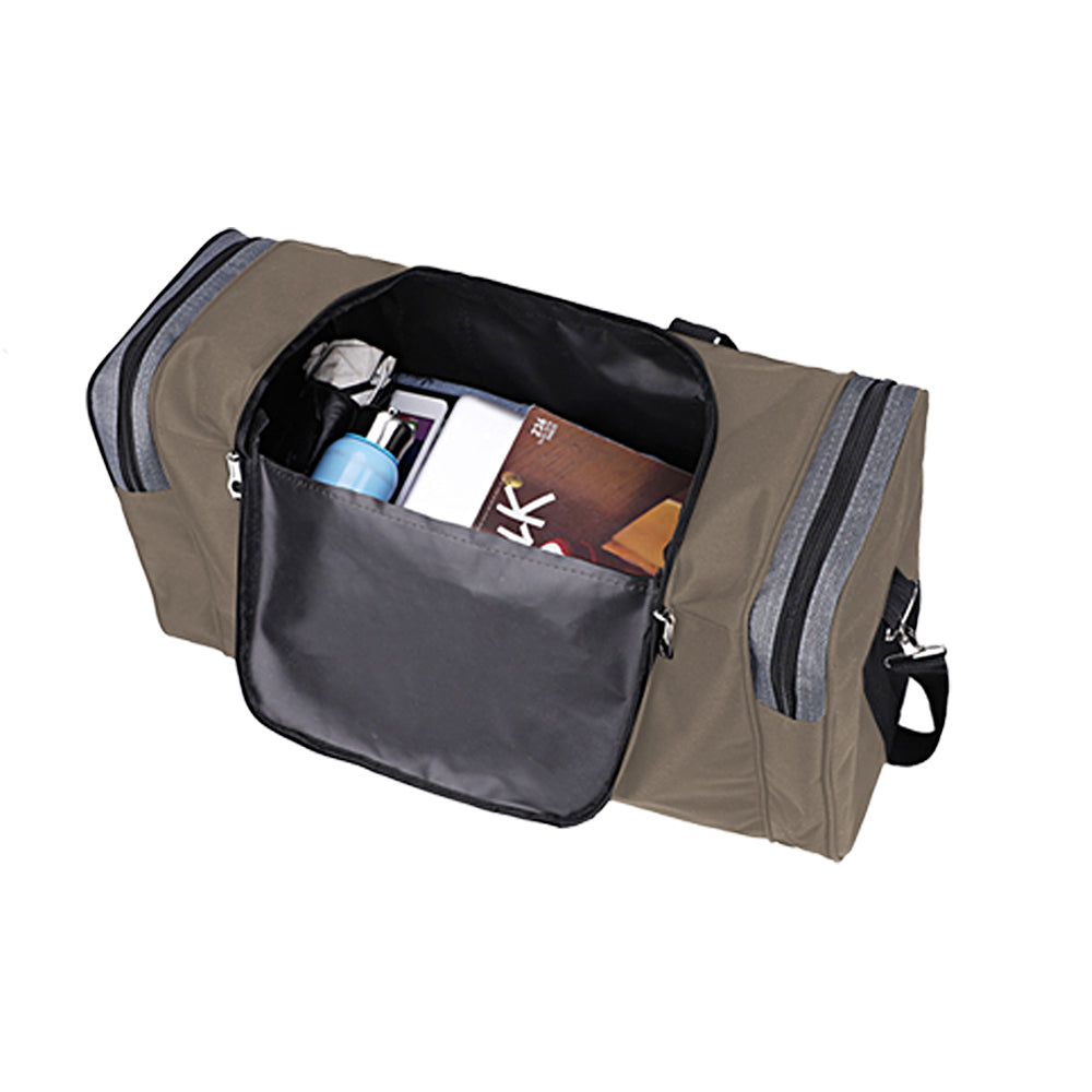 Sports Travel Duffel Bag Large Capacity Waterproof Shoes Compartment - Khaki