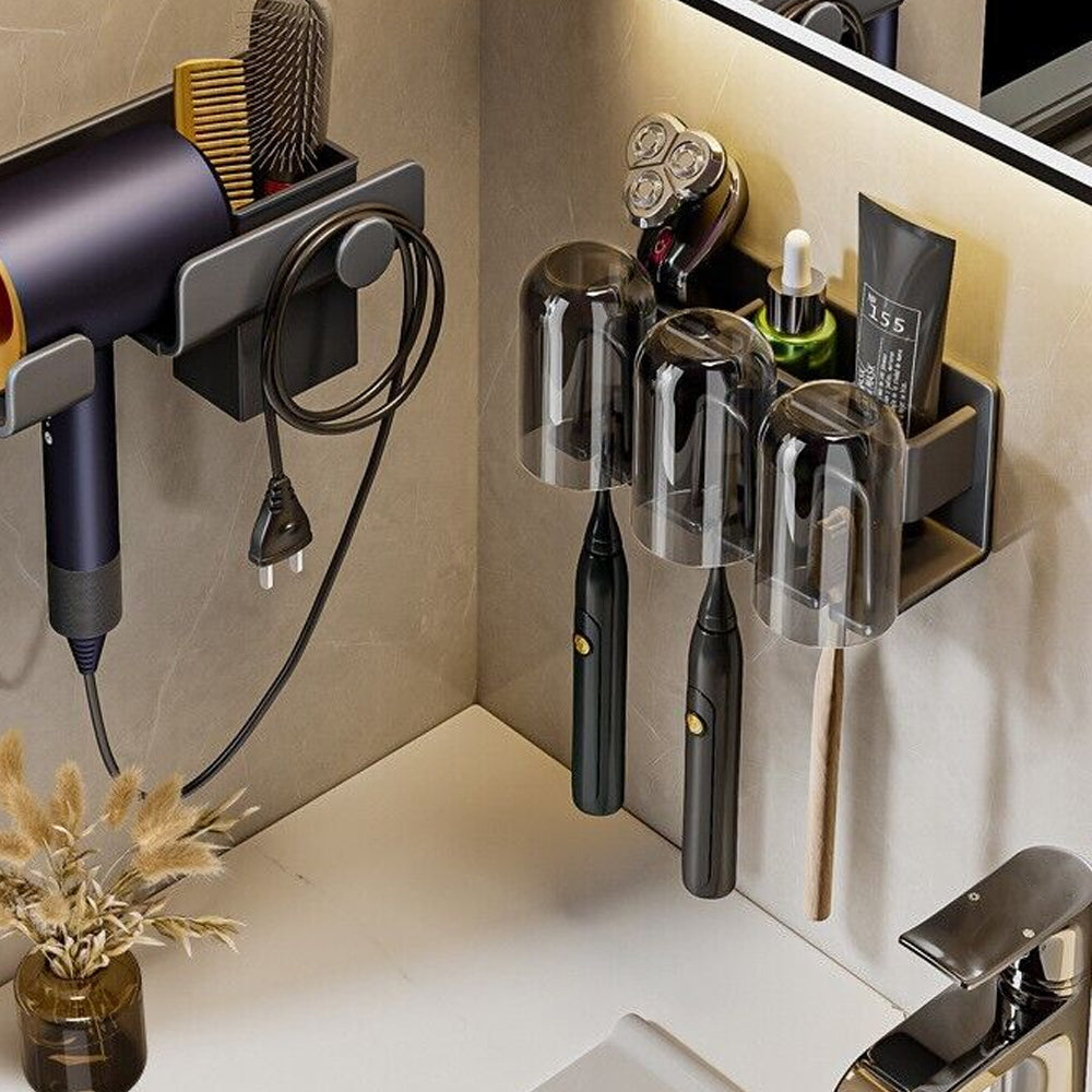 Space Metal Toothbrush Holder Bathroom Wall Mounted Rack with Cups - ST2