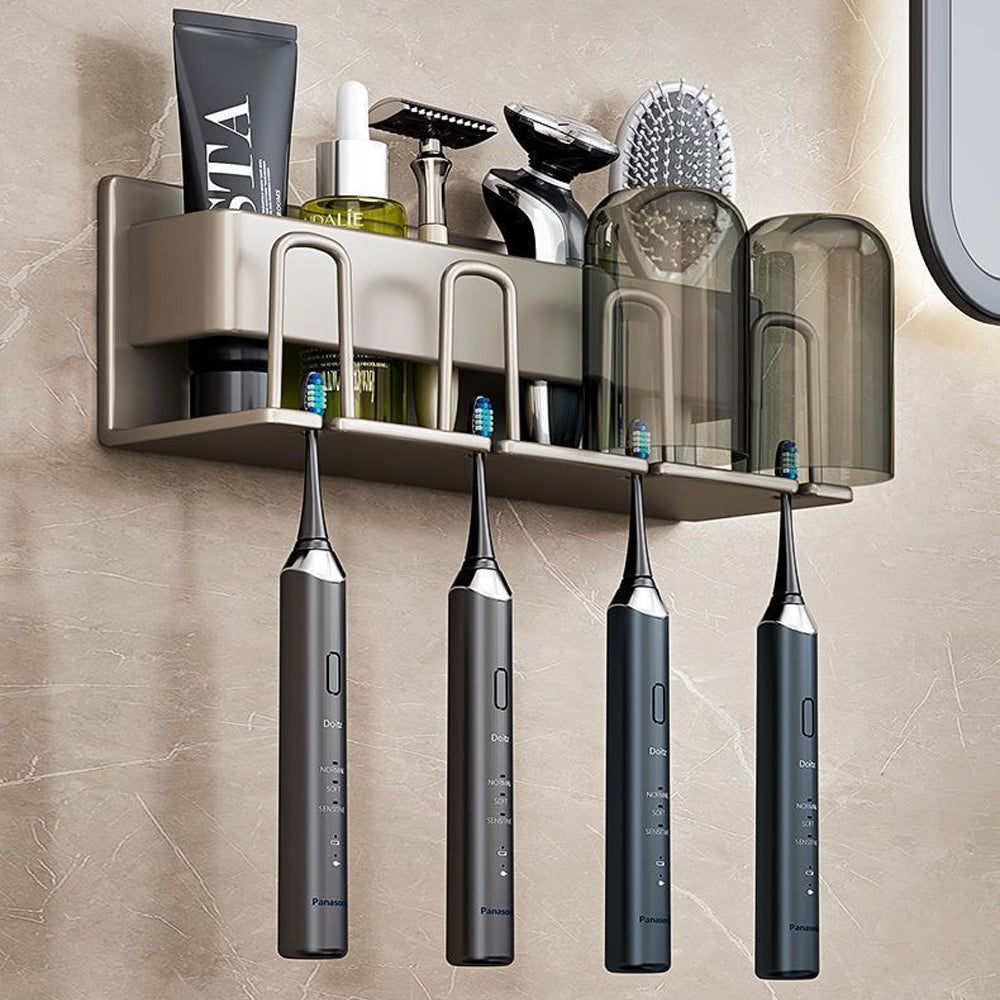 Space Metal Toothbrush Holder Bathroom Wall Mounted Rack with Cups - ST3