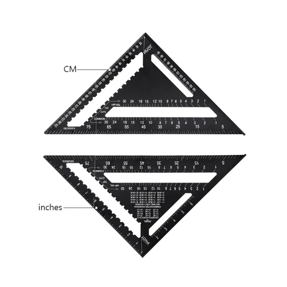 12 inch Metric Aluminium Alloy Square Protractor Triangle Ruler Measuring Tool