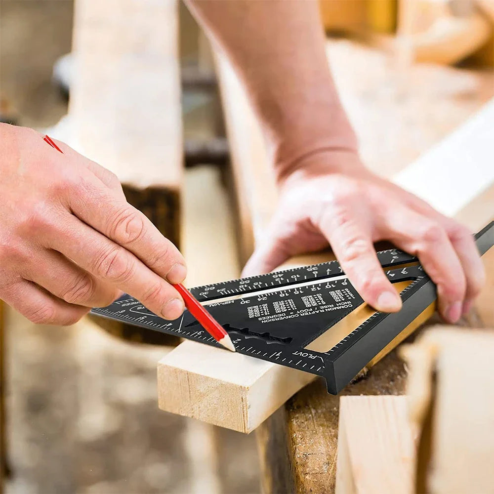 12 inch Metric Aluminium Alloy Square Protractor Triangle Ruler Measuring Tool