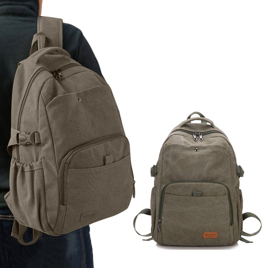 Large Capacity Canvas Backpack Laptop Notebook School Travel Backpack - Green