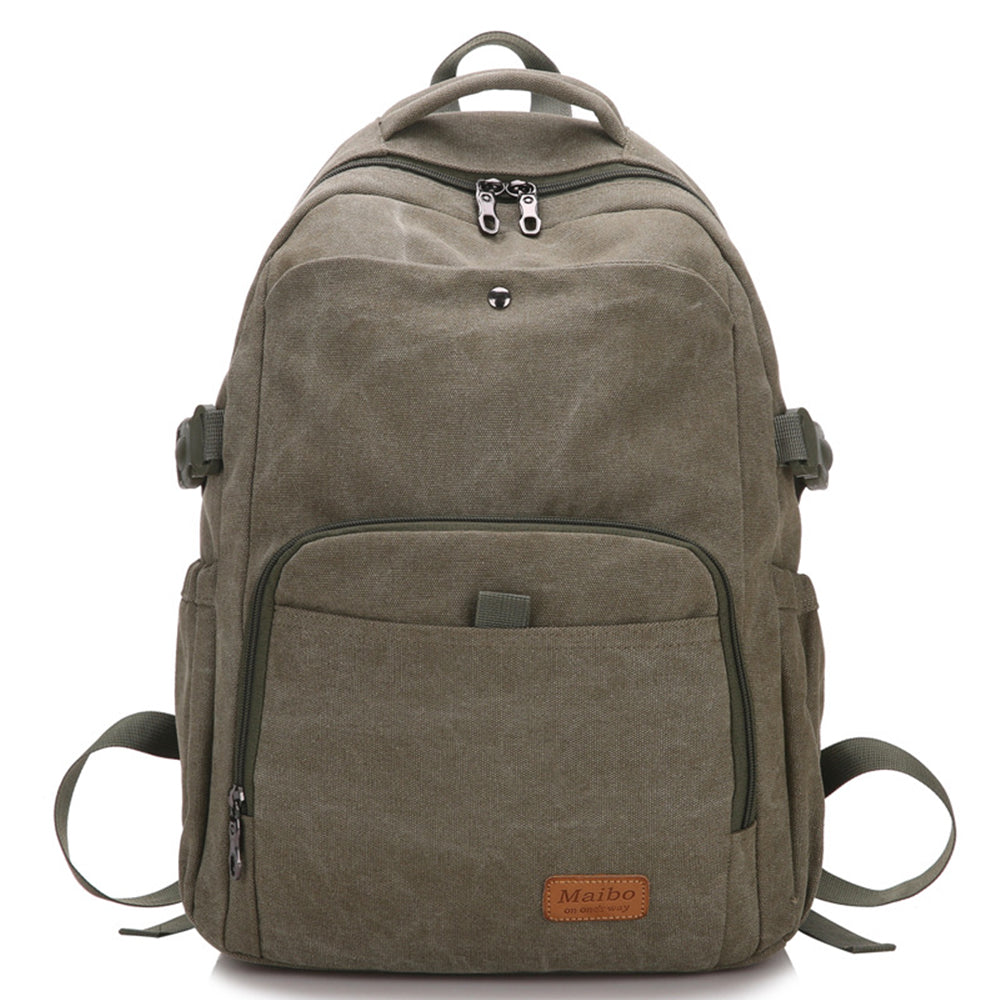 Large Capacity Canvas Backpack Laptop Notebook School Travel Backpack - Green