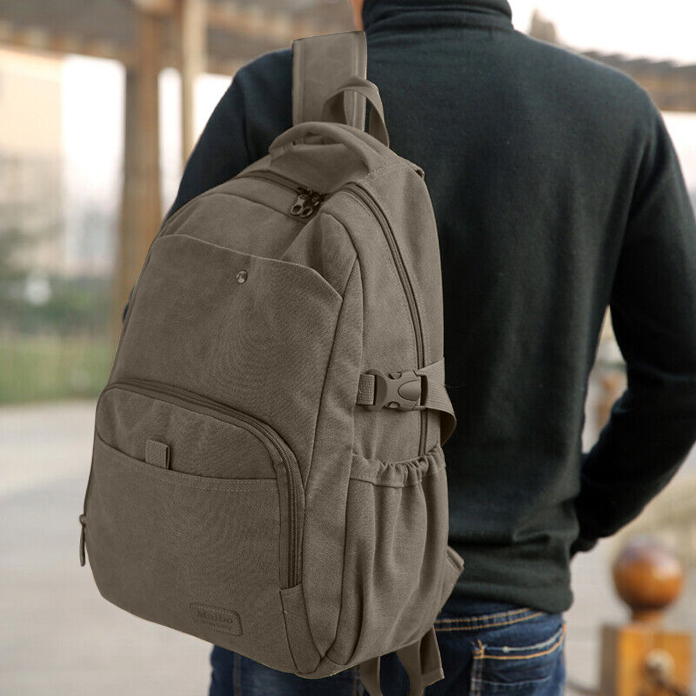 Large Capacity Canvas Backpack Laptop Notebook School Travel Backpack - Green