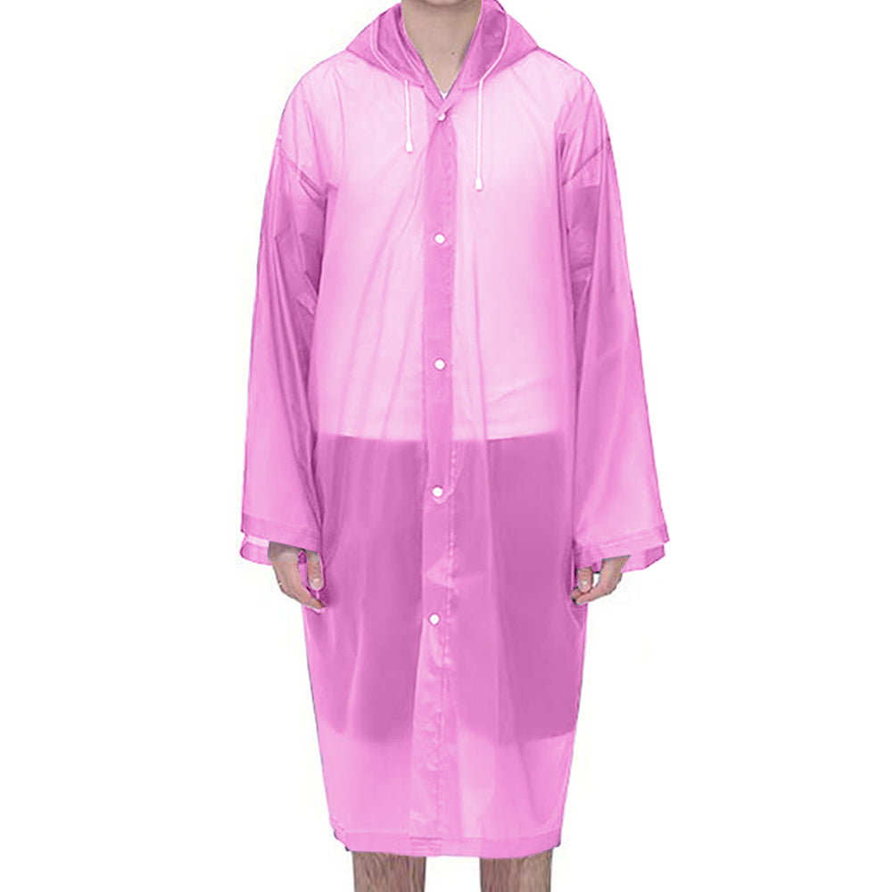 EVA Reusable Raincoat Unisex Non-Disposable Raincoat Hooded Poncho Pink