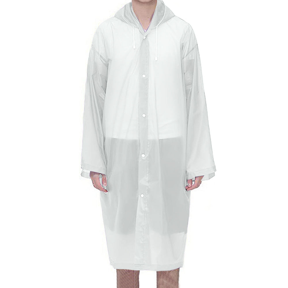 EVA Reusable Raincoat Unisex Non-Disposable Raincoat Hooded Poncho White