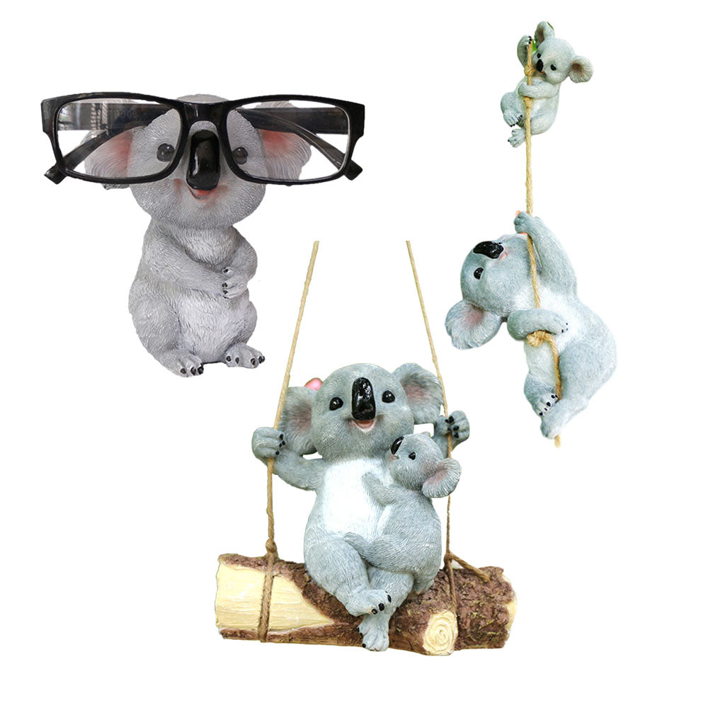 3Pcs Resin Koala Garden Hanging Figurine Statue for Outdoor Garden Decor